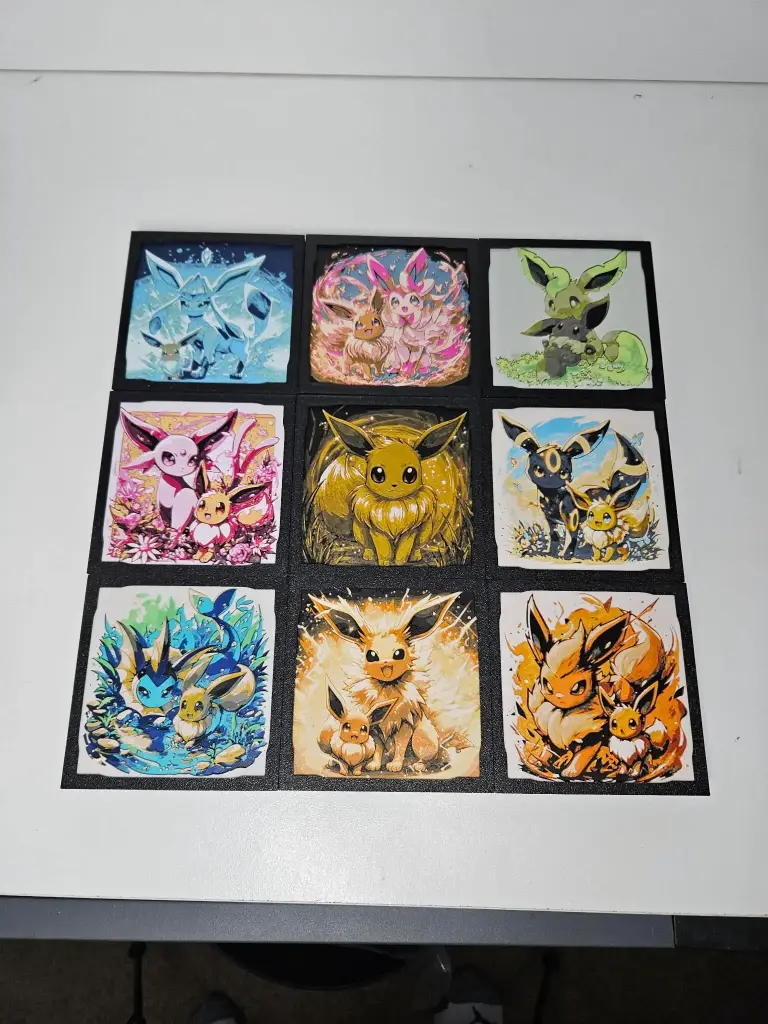 Eeveelution 3D printed wall art 